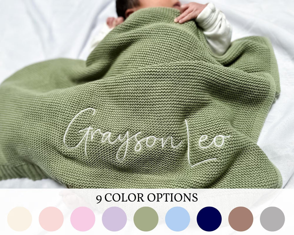 Personalized Knit Baby Blanket, Custom Baby Blanket