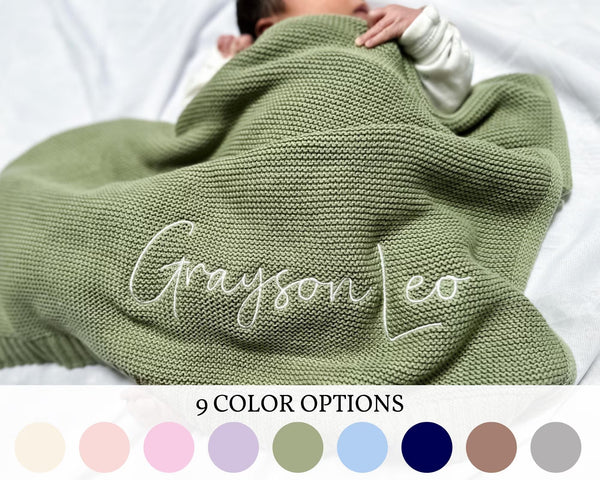 Personalized Knit Baby Blanket, Custom Baby Blanket