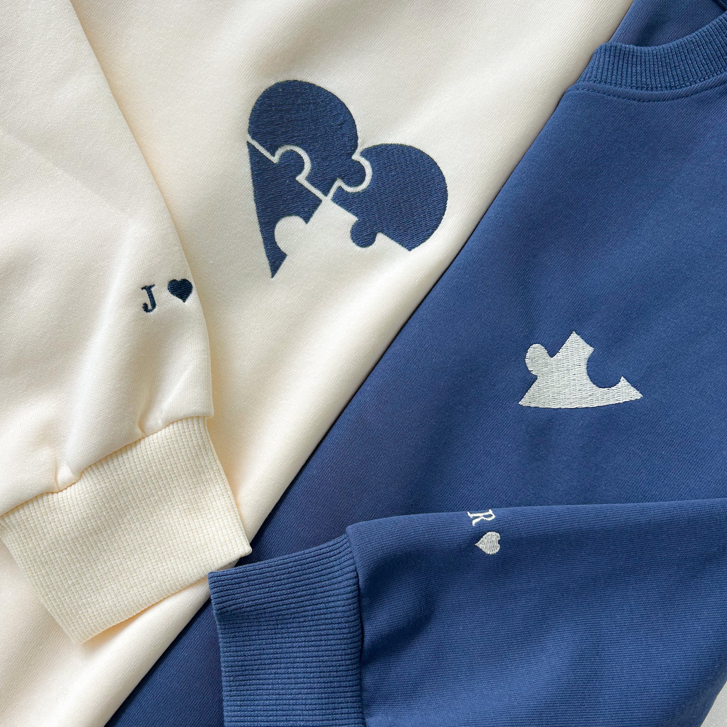 Custom  Heart and Puzzle Piece Sweatshirt-Gift For Custom Main image