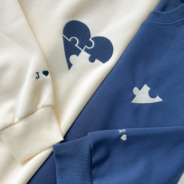 Custom  Heart and Puzzle Piece Sweatshirt-Gift For Custom