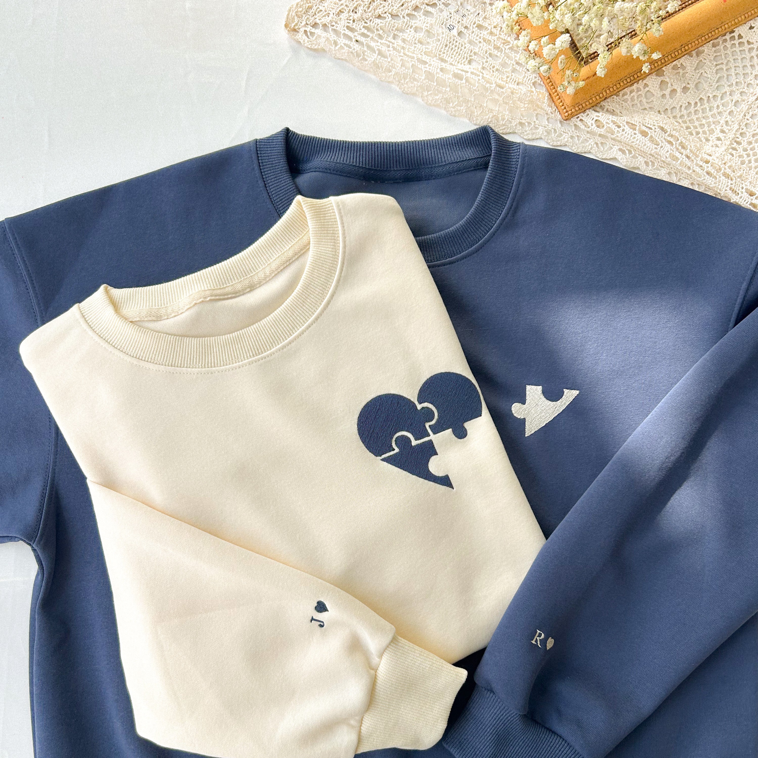 Custom  Heart and Puzzle Piece Sweatshirt Secondary image