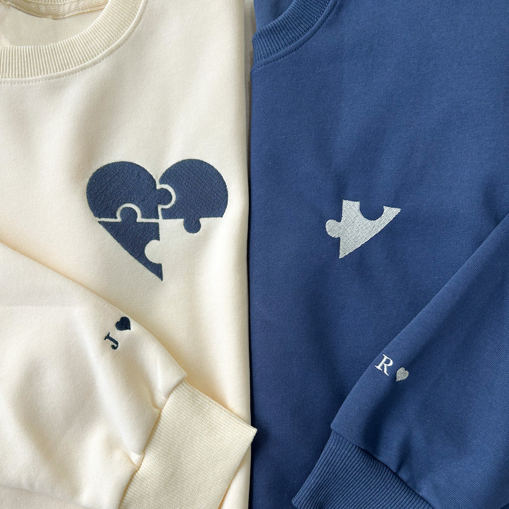 Custom  Heart and Puzzle Piece Sweatshirt-Gift For Custom