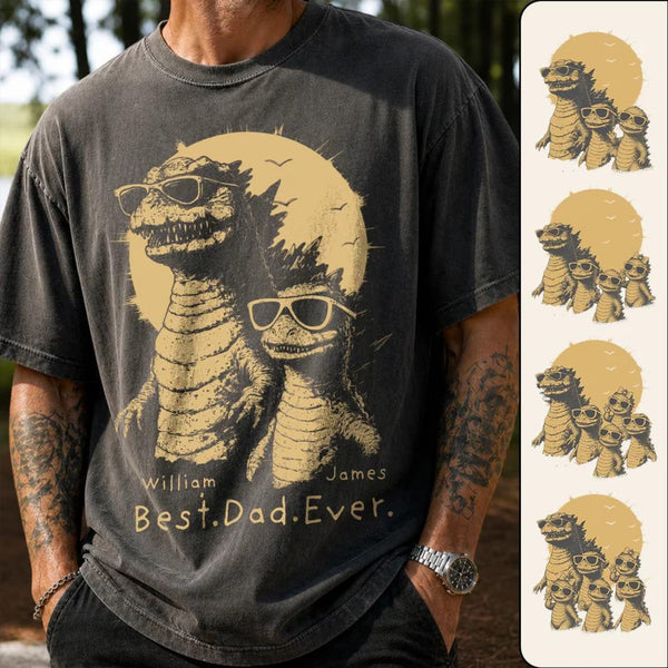 Personalized Best Dad Ever Dadzilla T-Shirt Father Day Gifts for Dad Funny Papa Tshirt Cool Daddy Dinosaur Tee