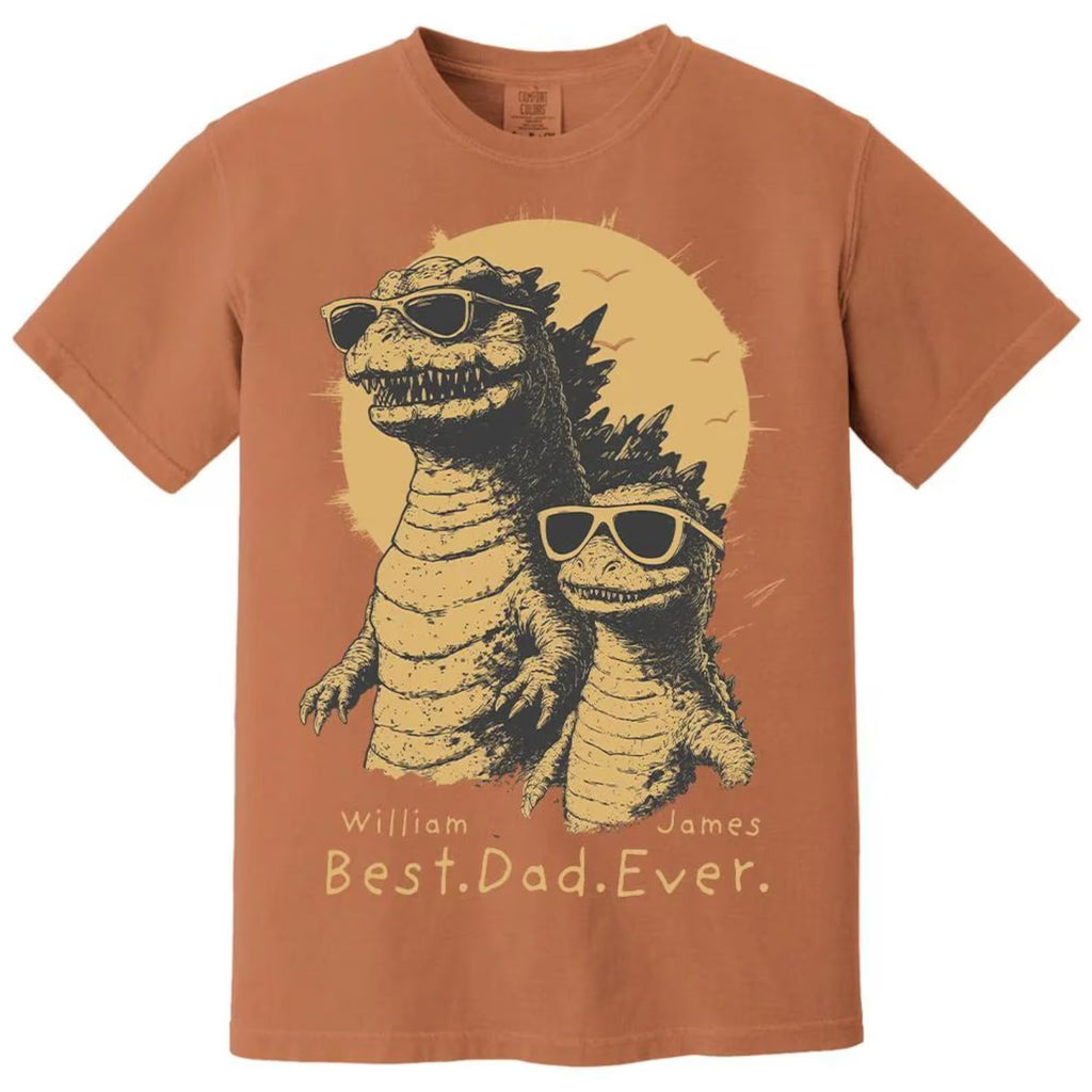 Personalized Best Dad Ever Dadzilla T-Shirt Father Day Gifts for Dad Funny Papa Tshirt Cool Daddy Dinosaur Tee