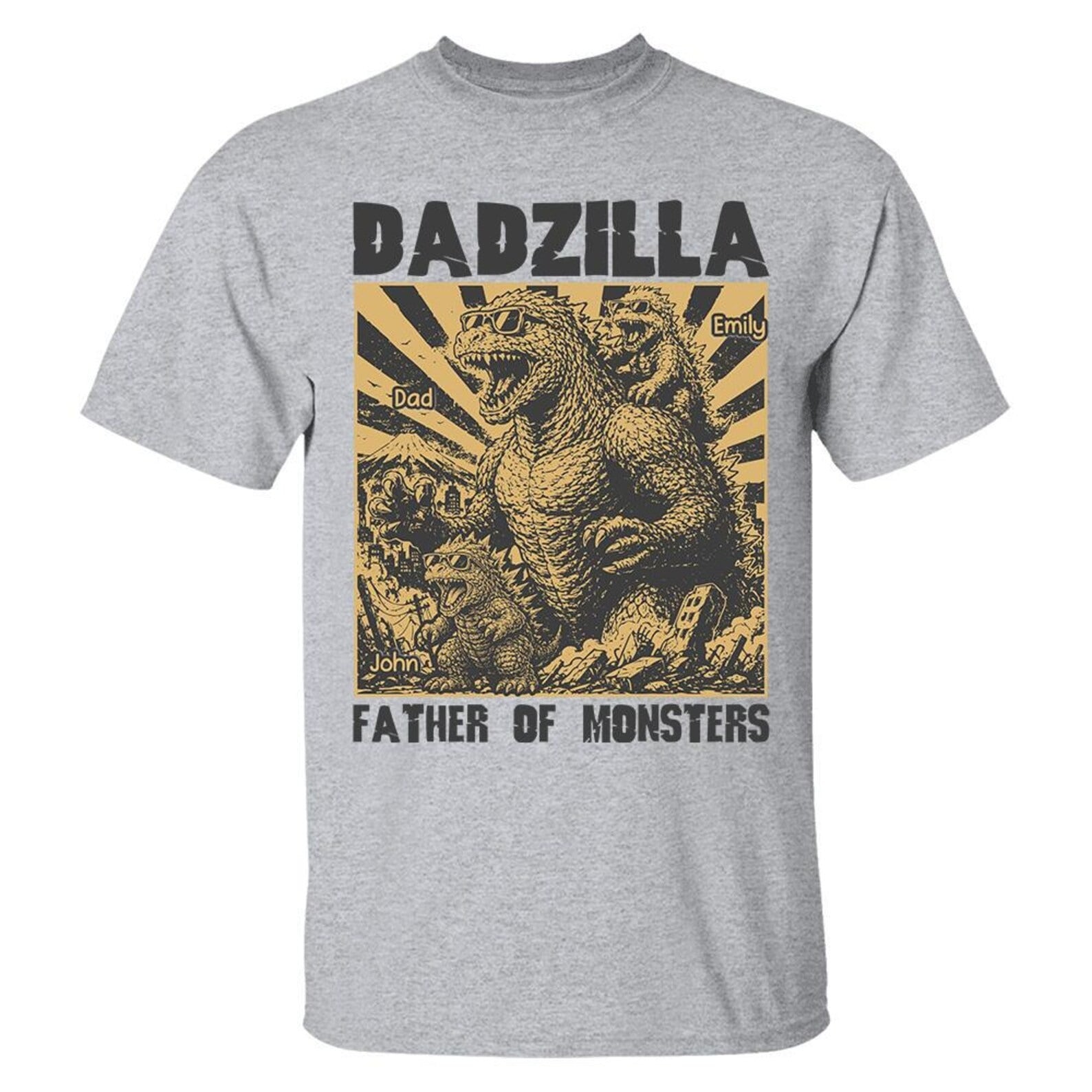 Personalized Dadzilla T-Shirt Father Day Gifts for Dad Funny Papa Tshirt Cool Daddy Dinosaur Tee Vr2