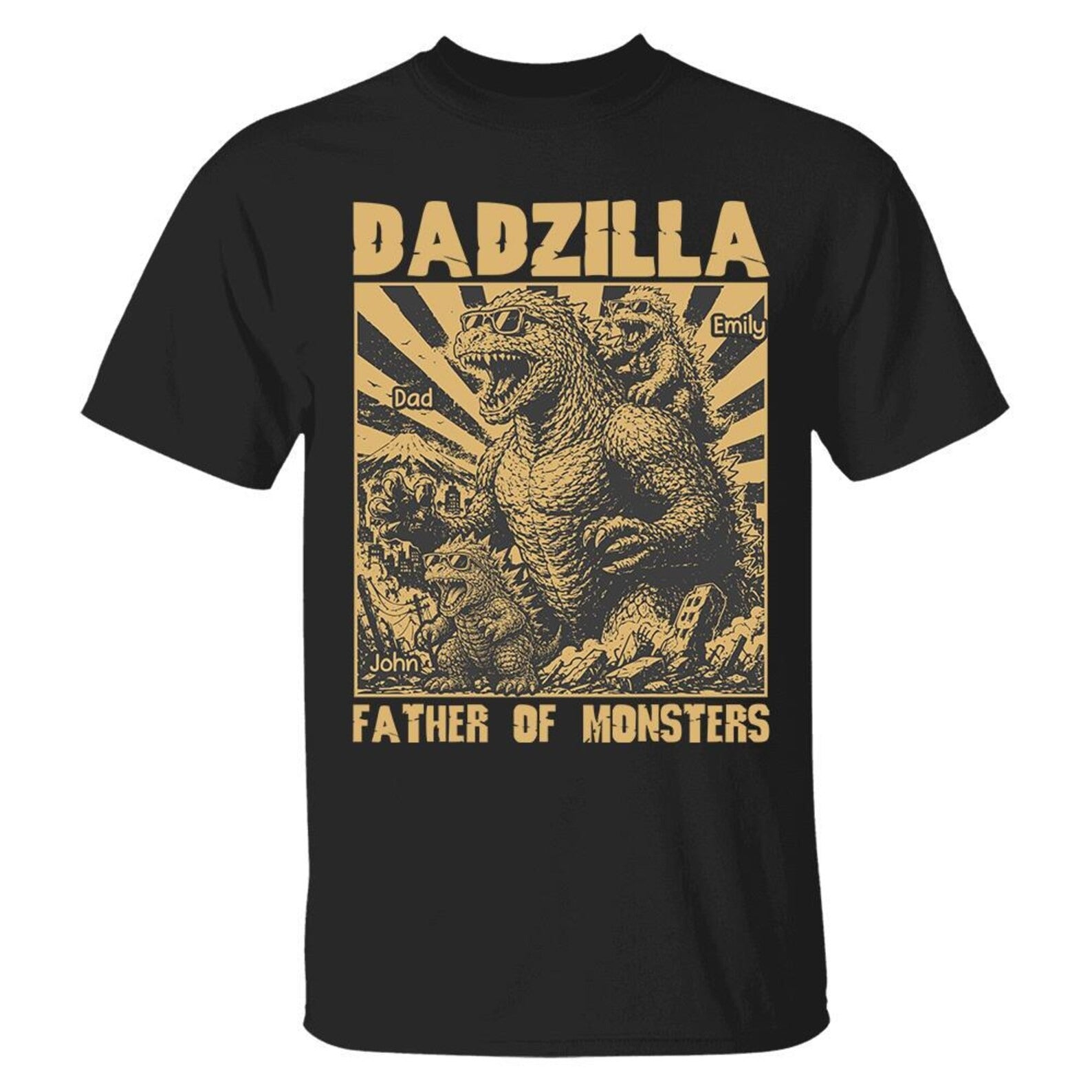 Personalized Dadzilla T-Shirt Father Day Gifts for Dad Funny Papa Tshirt Cool Daddy Dinosaur Tee Vr2