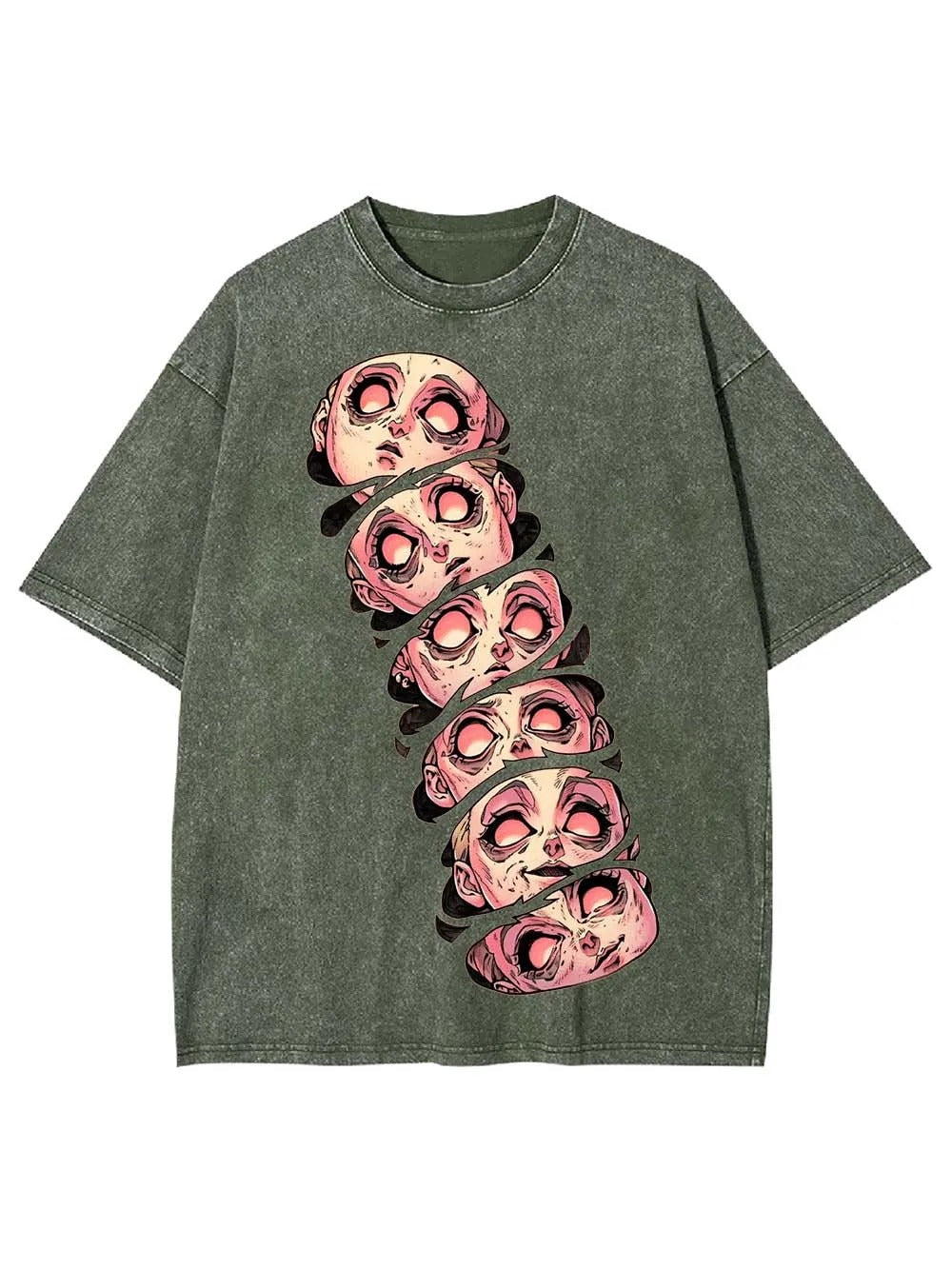 Stacked Faces Of Disarray Washed T-Shirt 👁️ Main image