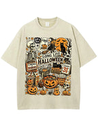 Vintage Halloween Spooky Season Graphic Washed T-Shirt