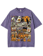 Vintage Halloween Spooky Season Graphic Washed T-Shirt