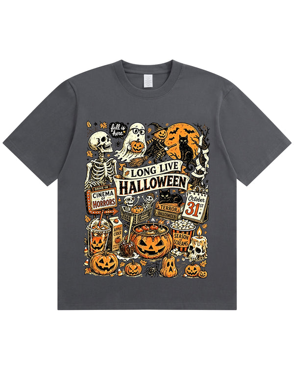 Vintage Halloween Spooky Season Graphic  Soft Cotton T-Shirt