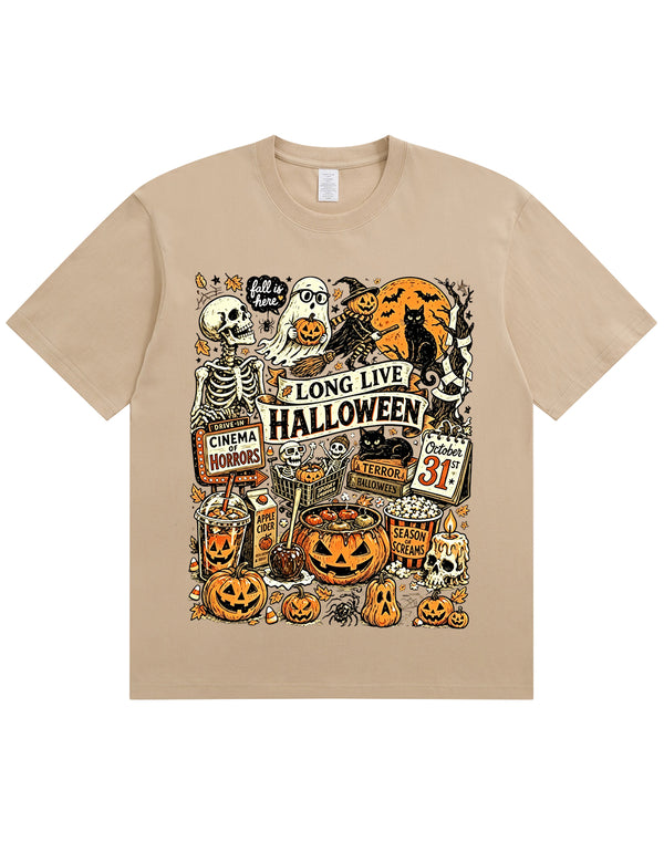 Vintage Halloween Spooky Season Graphic  Soft Cotton T-Shirt