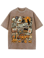 Vintage Halloween Spooky Season Graphic Washed T-Shirt