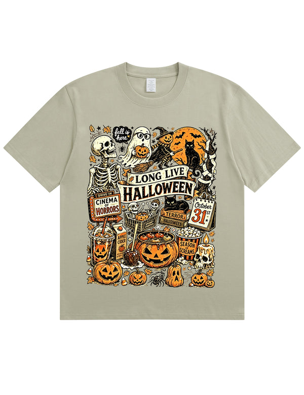 Vintage Halloween Spooky Season Graphic  Soft Cotton T-Shirt