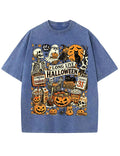 Vintage Halloween Spooky Season Graphic Washed T-Shirt