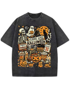 Vintage Halloween Spooky Season Graphic Washed T-Shirt