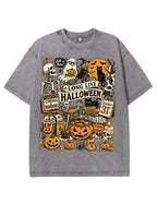 Vintage Halloween Spooky Season Graphic Washed T-Shirt