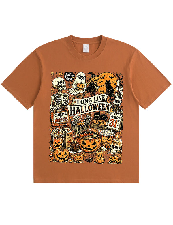 Vintage Halloween Spooky Season Graphic  Soft Cotton T-Shirt