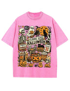 Vintage Halloween Spooky Season Graphic Washed T-Shirt