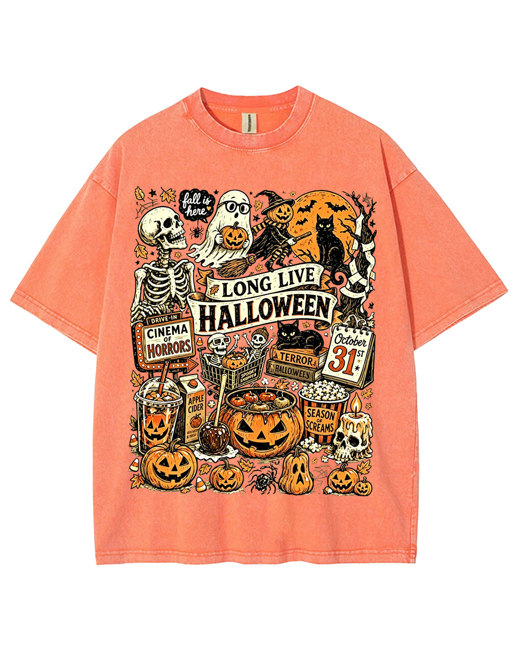 Vintage Halloween Spooky Season Graphic Washed T-Shirt