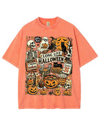 Vintage Halloween Spooky Season Graphic Washed T-Shirt