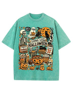 Vintage Halloween Spooky Season Graphic Washed T-Shirt
