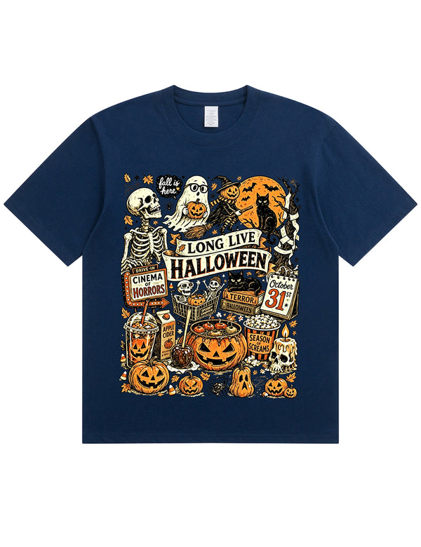 Vintage Halloween Spooky Season Graphic  Soft Cotton T-Shirt