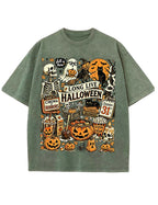 Vintage Halloween Spooky Season Graphic Washed T-Shirt