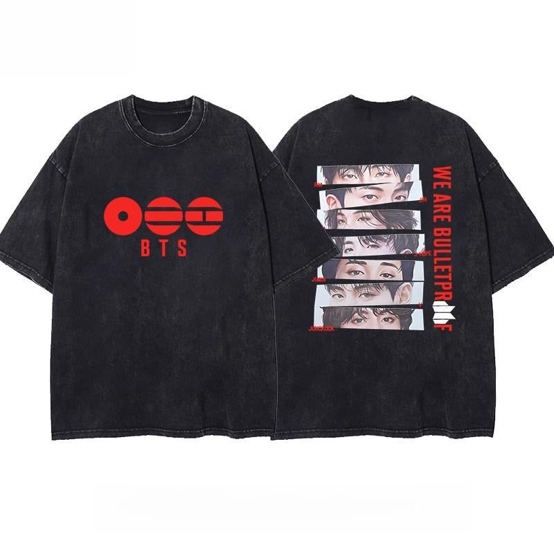 Women's/Men's Casual T-shirt with American retro BTS support pattern print