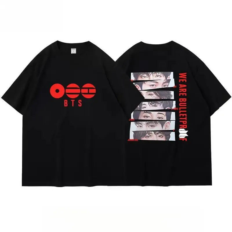 Women's/Men's Casual T-shirt with American retro BTS support pattern print
