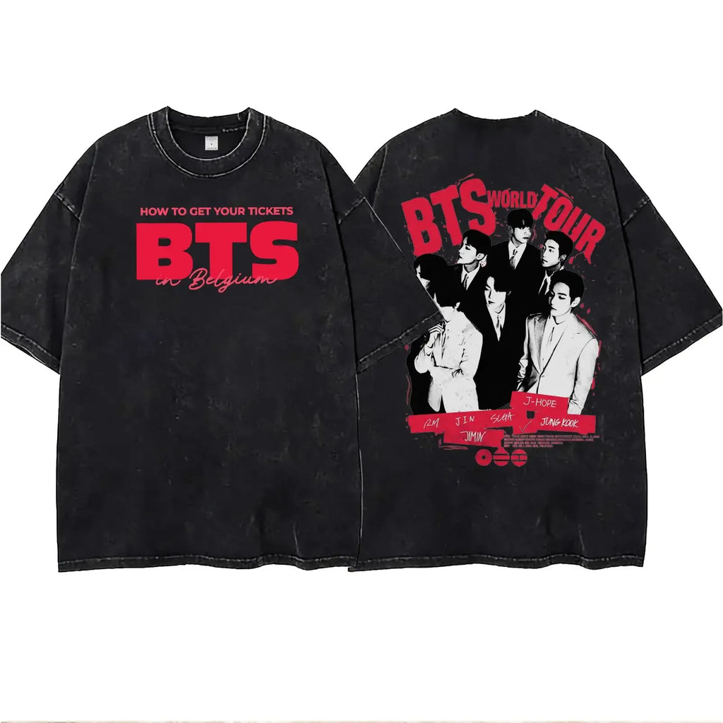 Women's/Men's Casual T-shirt with American retro BTS support pattern print