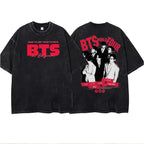 Women's/Men's Casual T-shirt with American retro BTS support pattern print