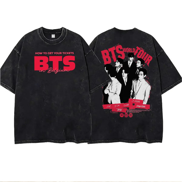 Women's/Men's Casual T-shirt with American retro BTS support pattern print