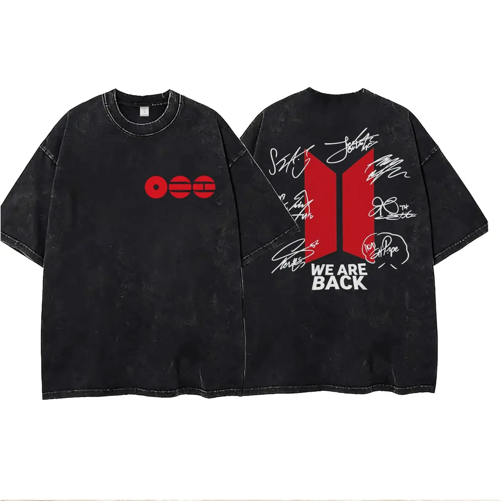 Women's/Men's Casual T-shirt with American retro BTS support pattern print