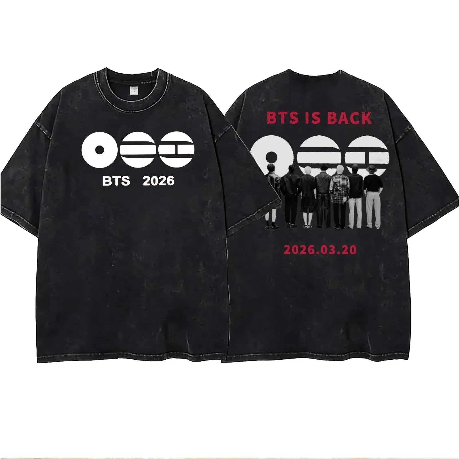 Women's/Men's Casual T-shirt with American retro BTS support pattern print