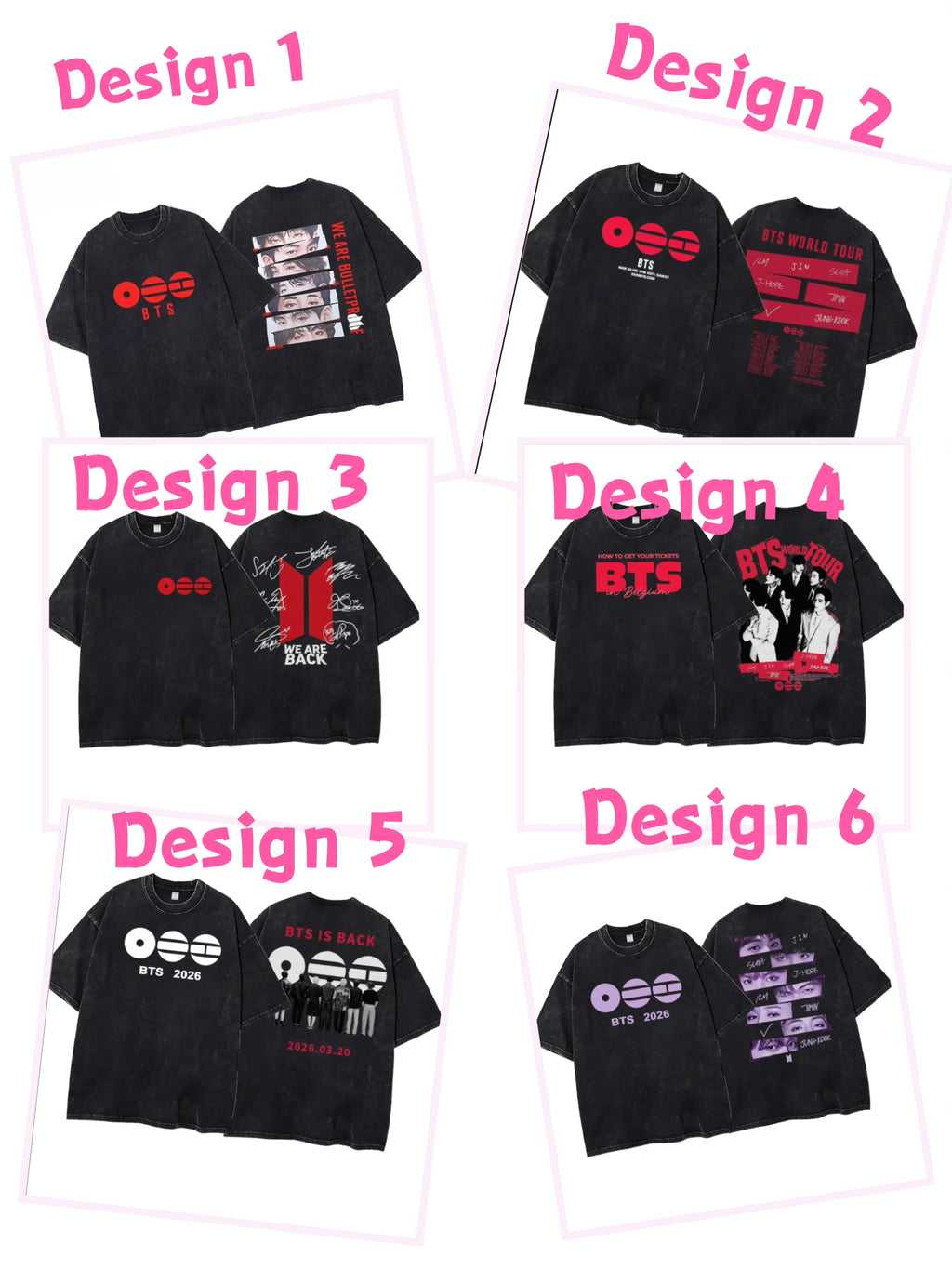 Women's/Men's Casual T-shirt with American retro BTS support pattern print