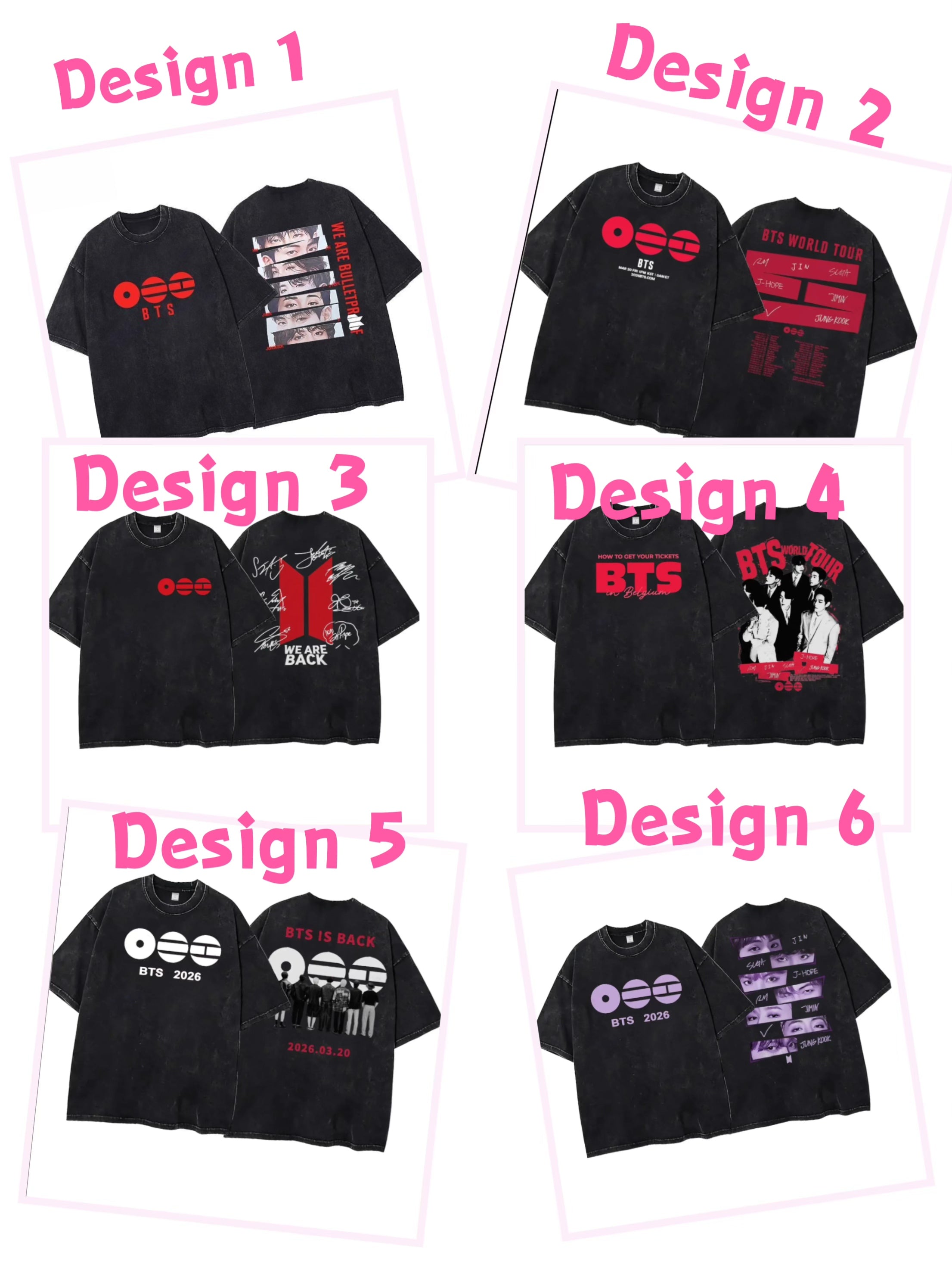 Women's/Men's Casual T-shirt with American retro BTS support pattern print