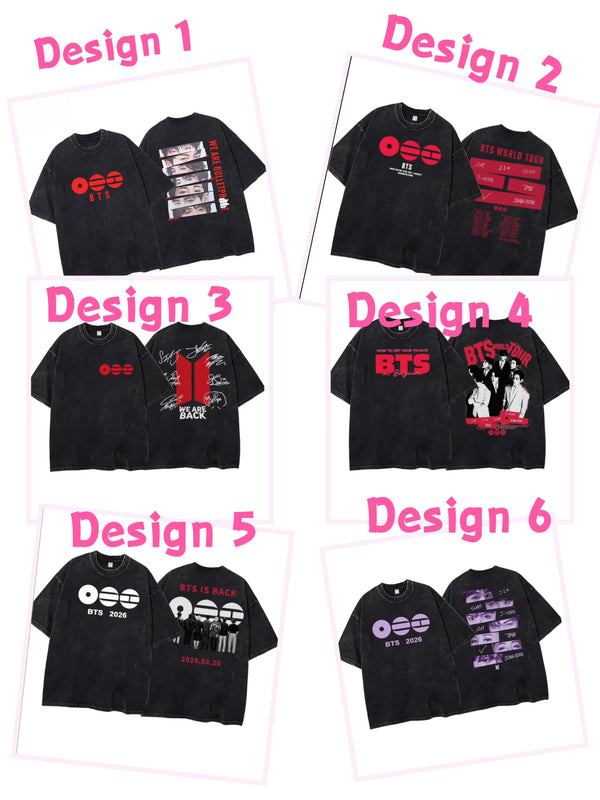 Women's/Men's Casual T-shirt with American retro BTS support pattern print