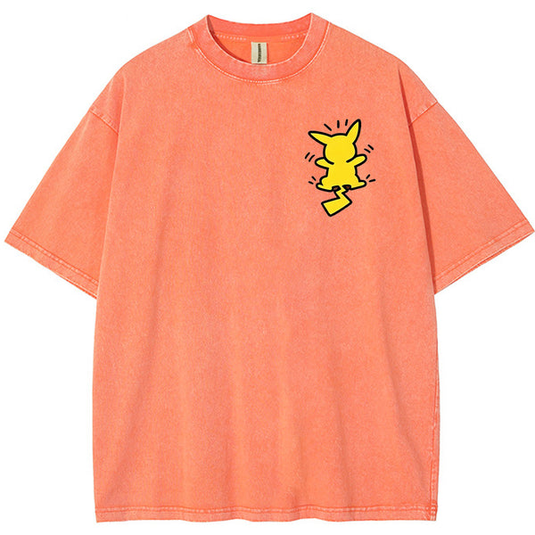 Multi Pokemon Silhouette Vintage Washed Back Print Tee | Pokemon Anime