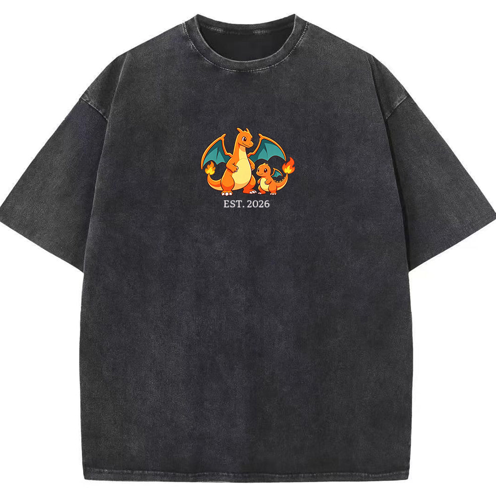 Cute Parent & Kid Charizard Vintage Washed T-Shirt Secondary image