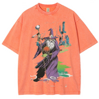 Wizard & Tower Unisex Printed Retro Washed Short Sleeved T-Shirt