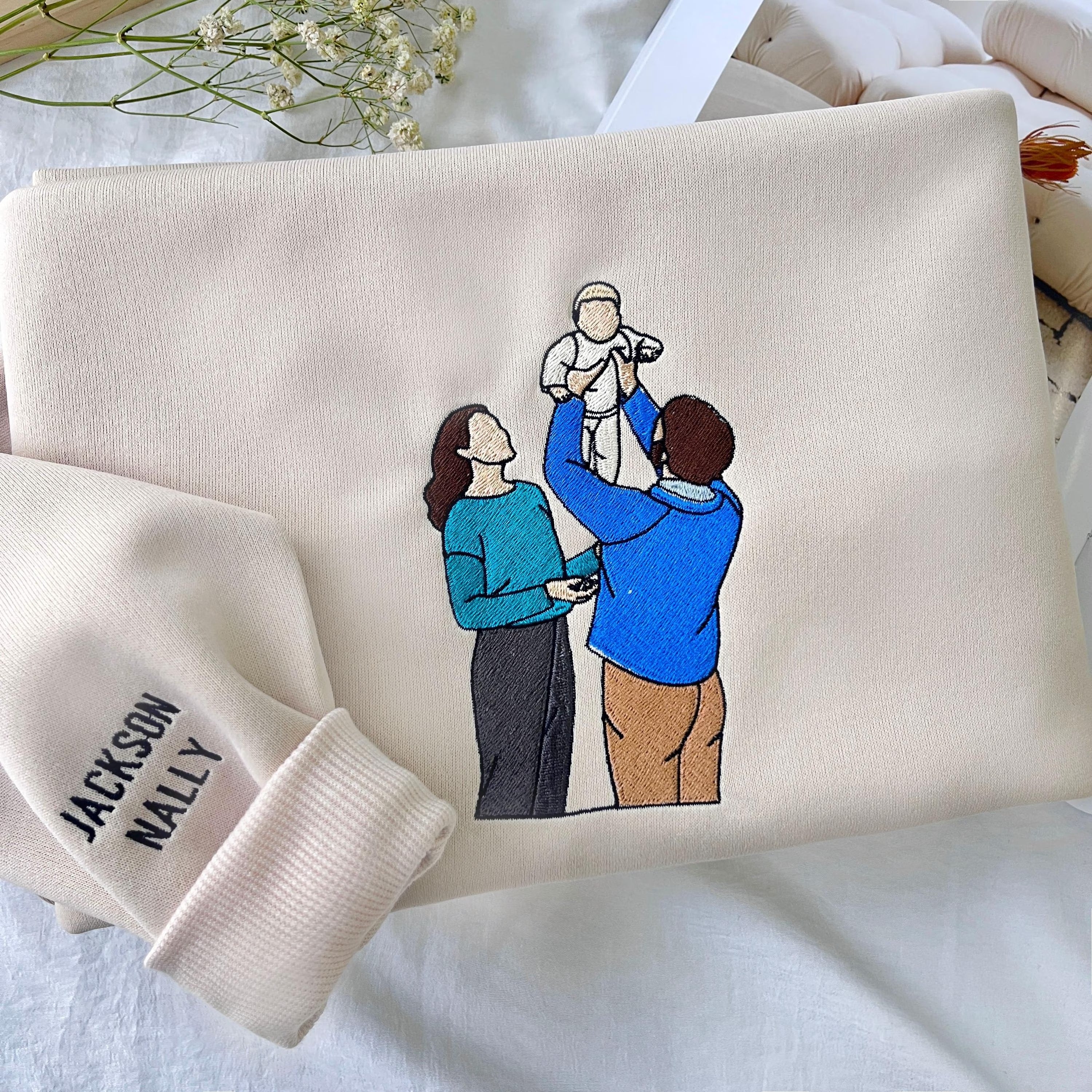 Custom Family Portrait Embroidered Sweatshirt Secondary image
