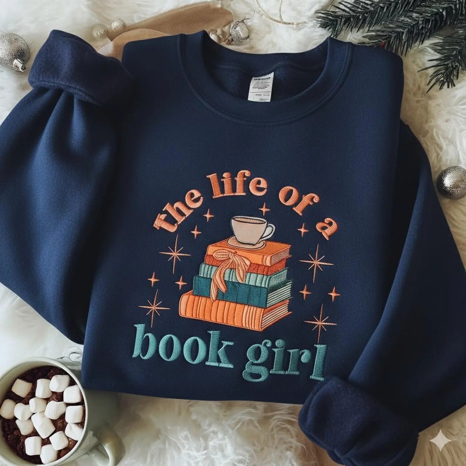 The Life of a Book Girl Embroidered Sweatshirt