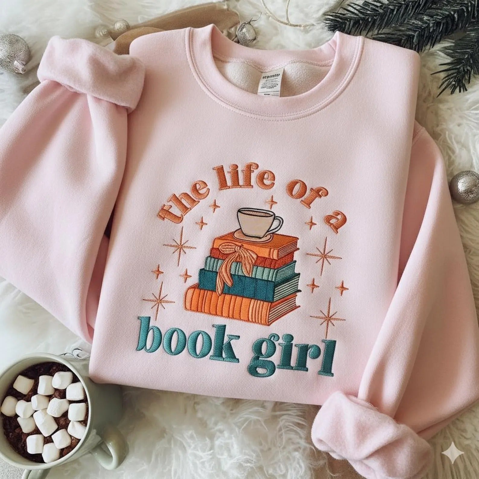 The Life of a Book Girl Embroidered Sweatshirt