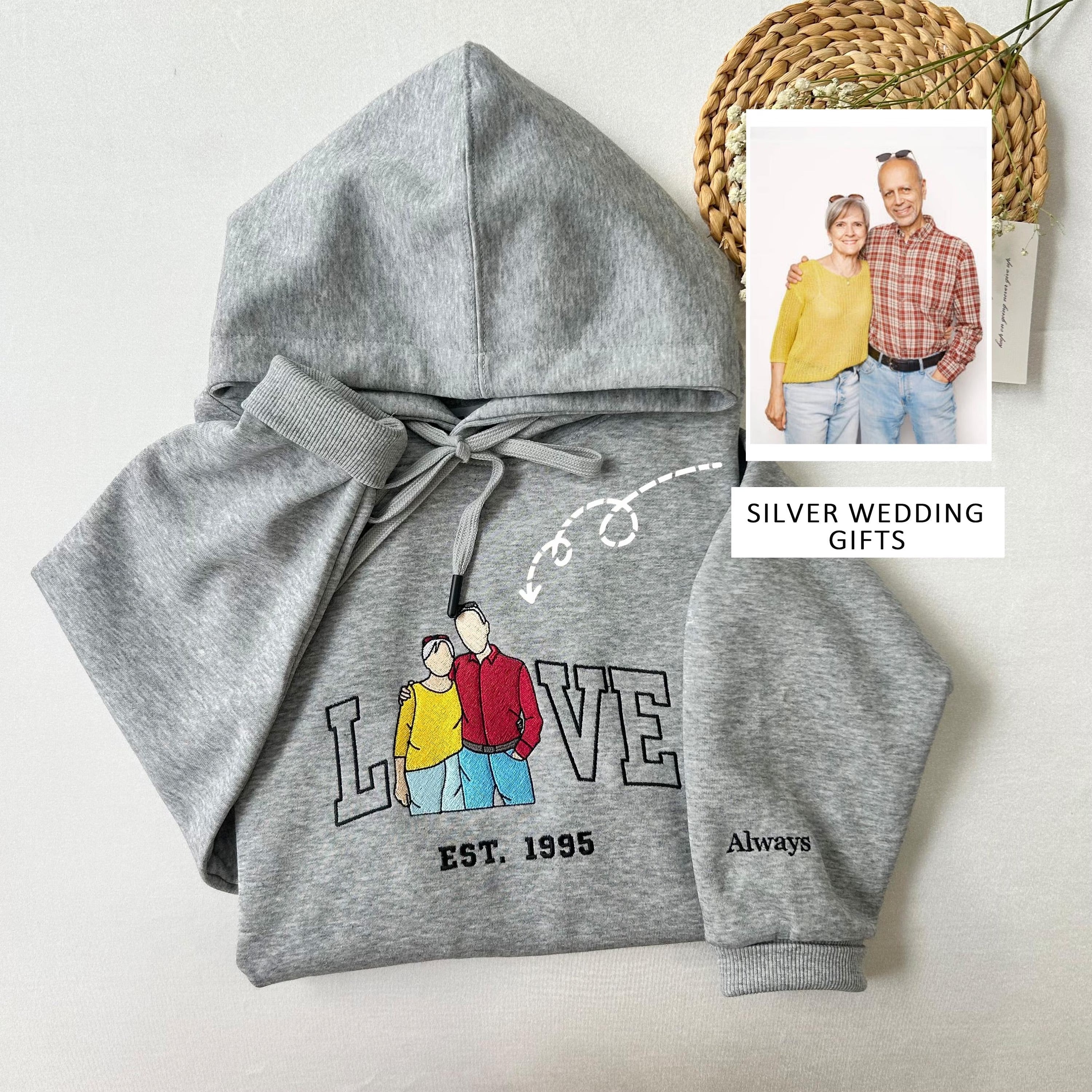 Anniversary LOVE Custom Embroidered Sweatshirt Gifts for parents Secondary image
