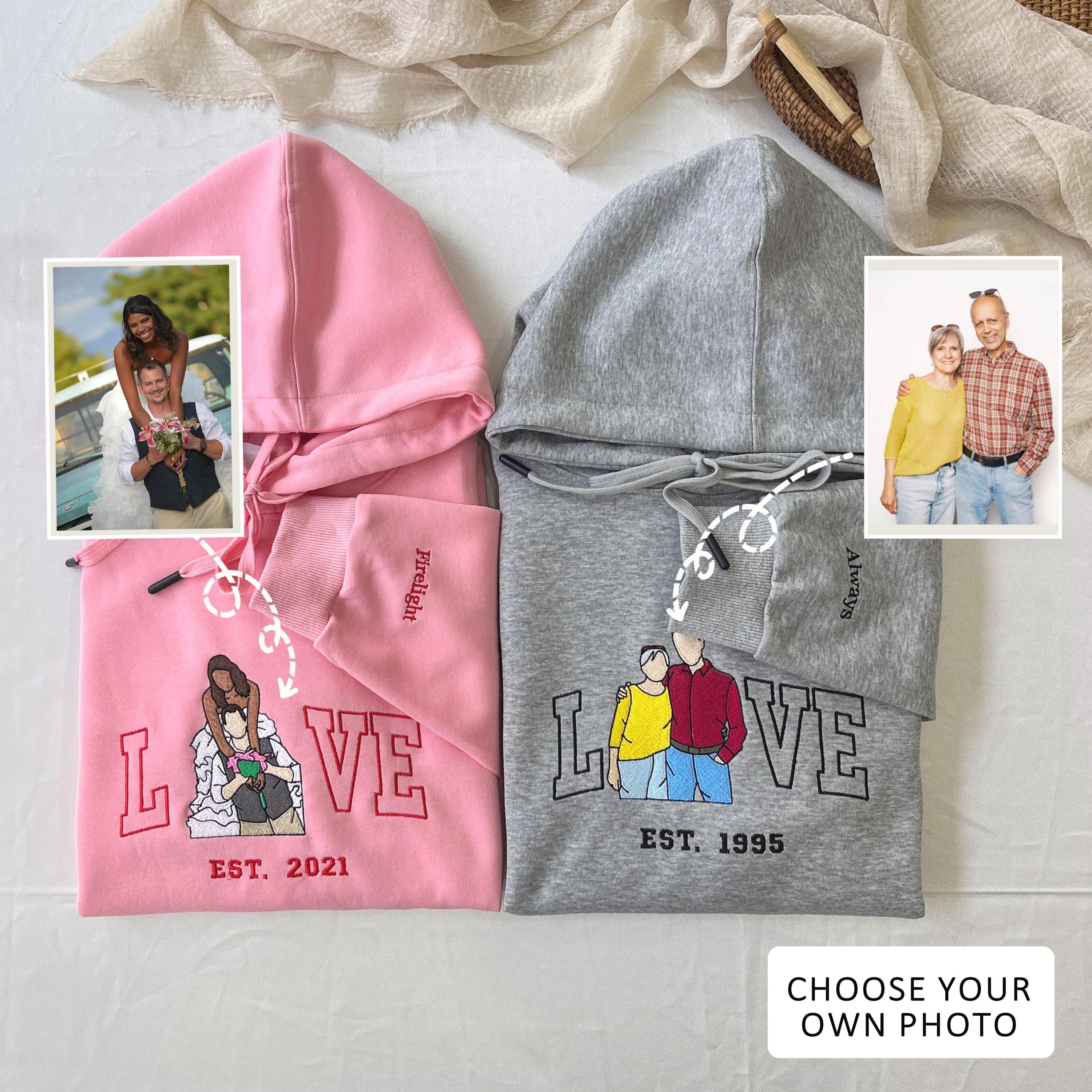 Anniversary LOVE Custom Embroidered SweatshirtGifts for parents-Gift For Custom