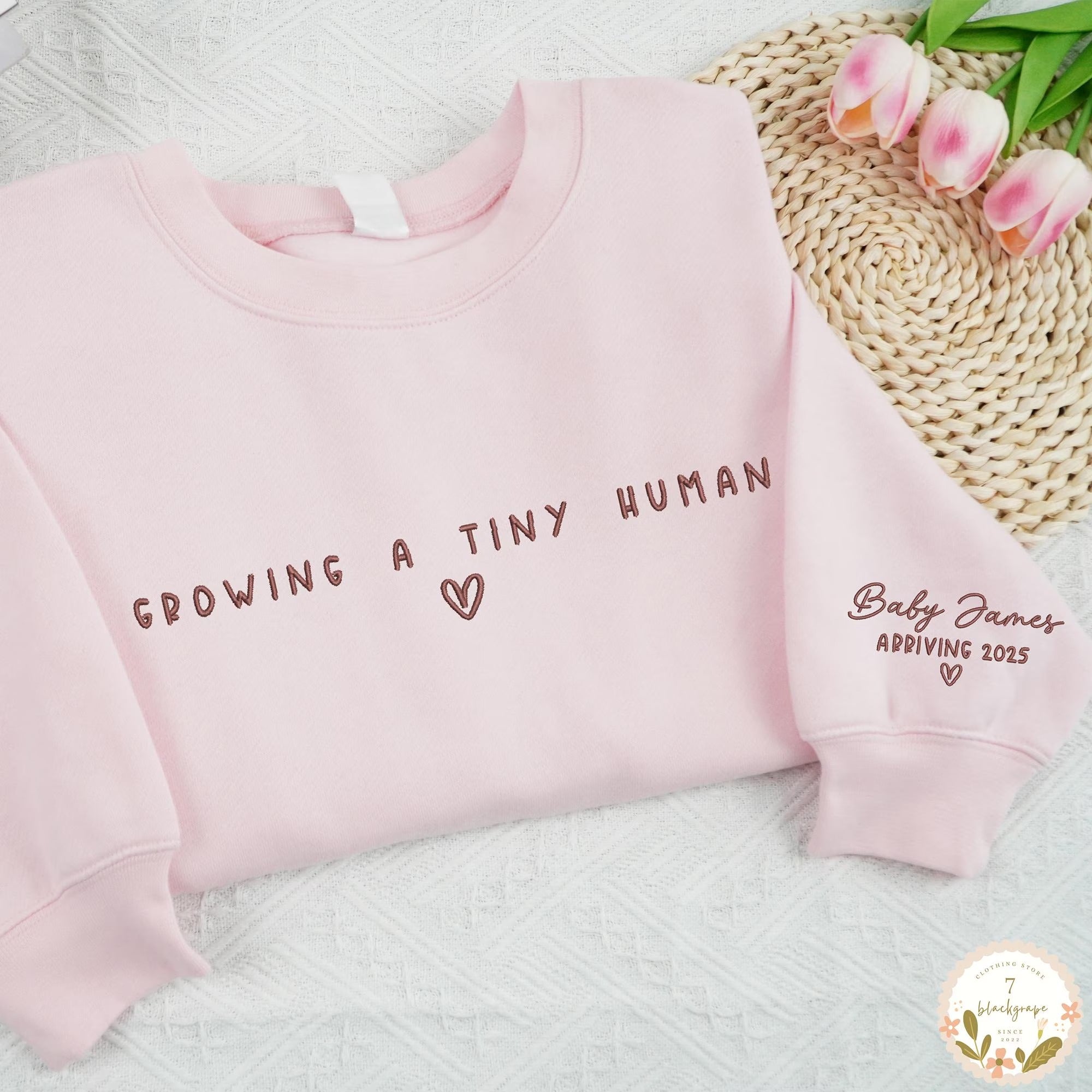Growing A Tiny Human Pregnancy Embroidered Sweatshirt Secondary image