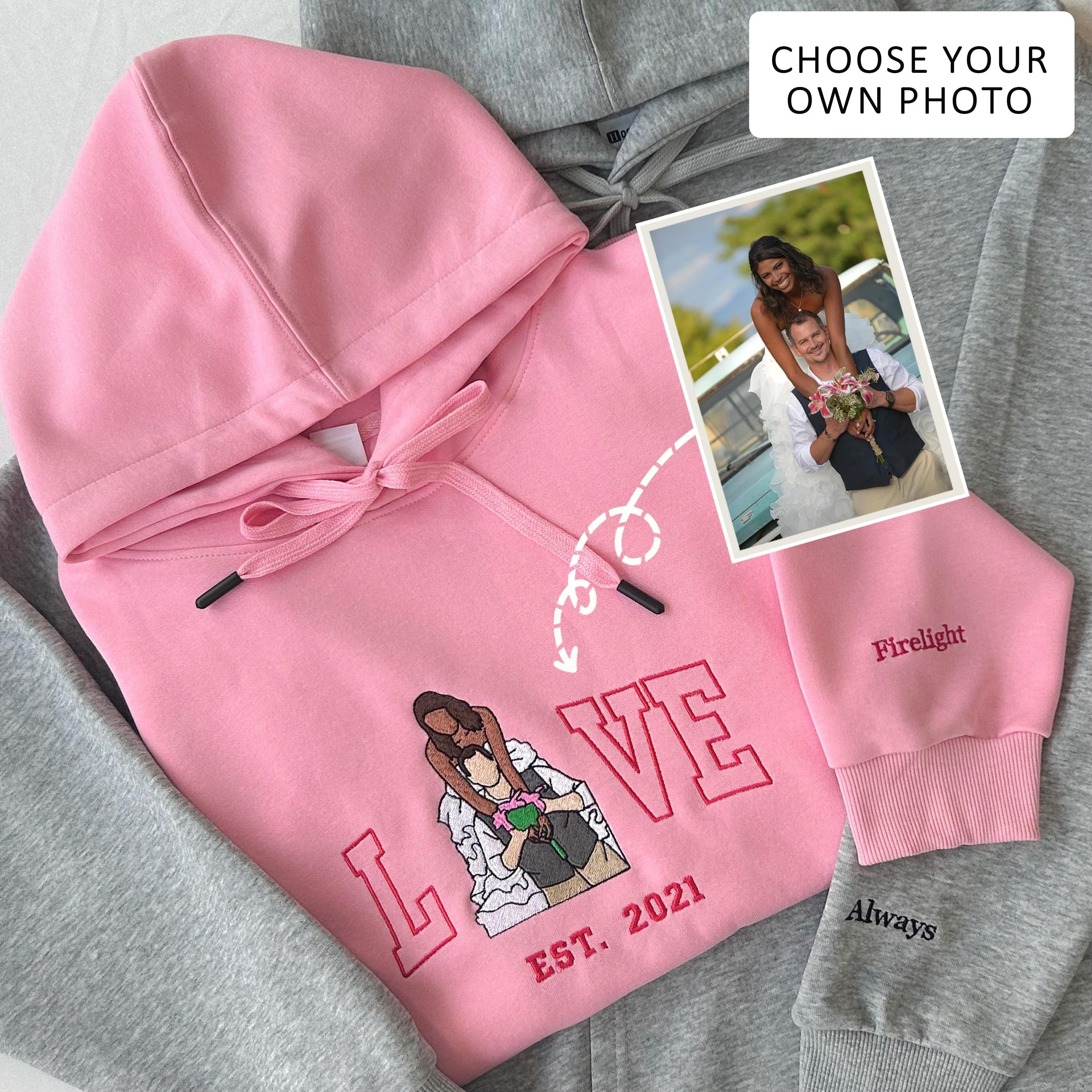 Anniversary LOVE Photo Custom Embroidered Sweatshirt-Gift For Custom