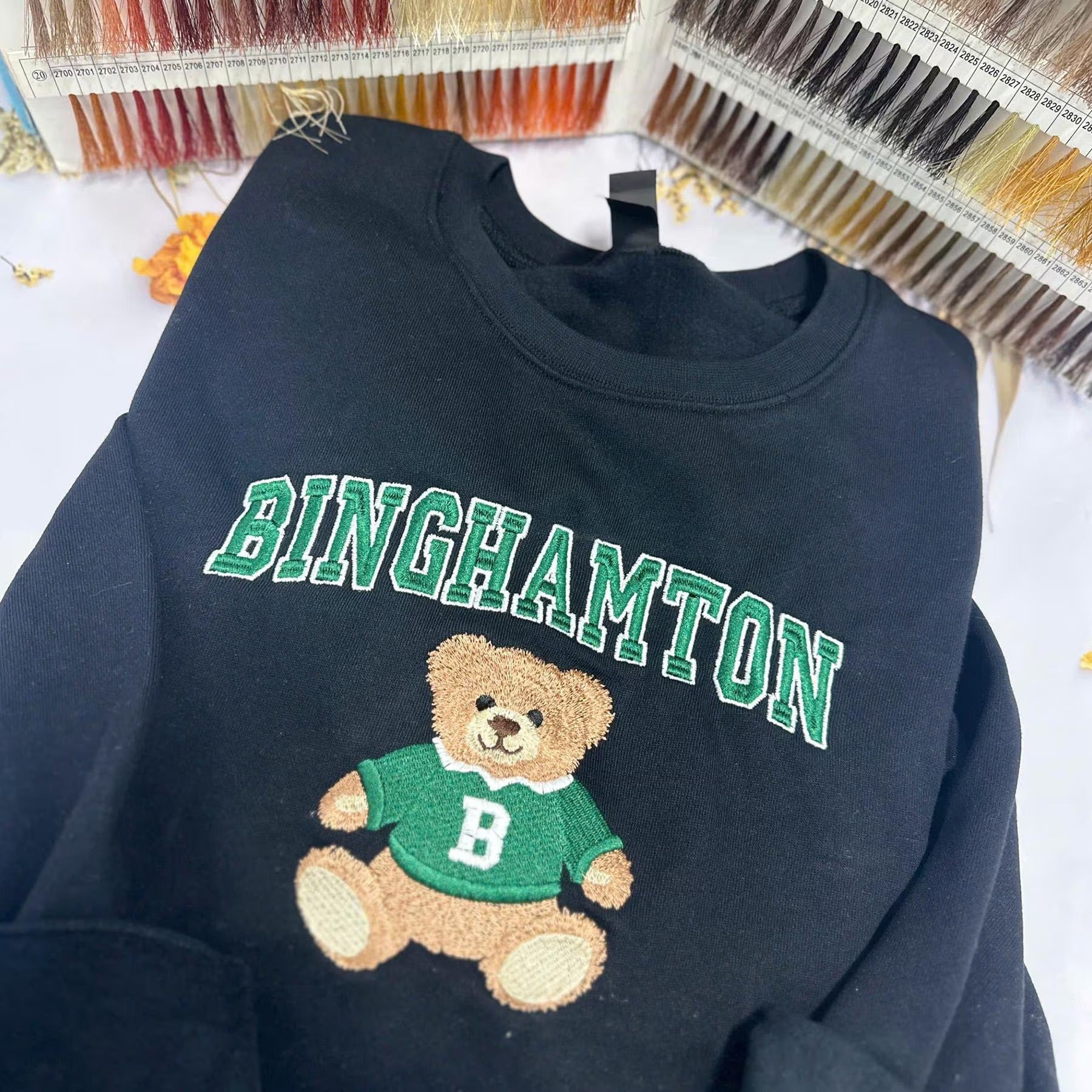 Teddy Bear Embroidered University Sweatshirt