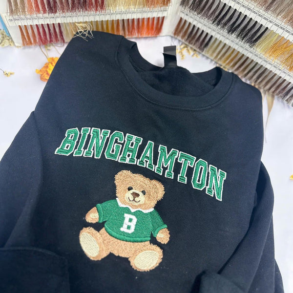 Teddy Bear Embroidered University Sweatshirt