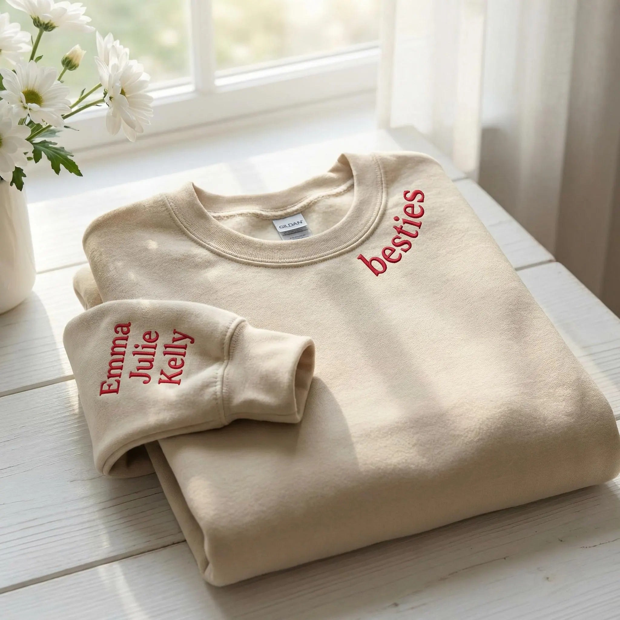 Custom Embroidered Collar & Sleeve Sweatshirt